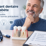 Patient diabétique en consultation pour un implant dentaire avec contrôle de la glycémie.