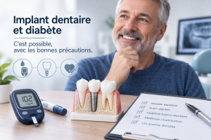 Accueil 10 Patient diabétique en consultation pour un implant dentaire avec contrôle de la glycémie.