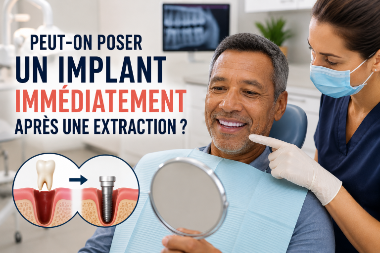 Implant posé immédiatement après une extraction dentaire