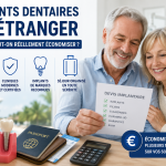 Senior comparant un devis pour implants dentaires à l’étranger