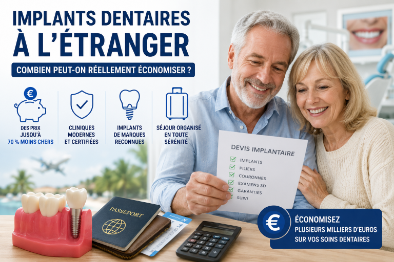 Senior comparant un devis pour implants dentaires à l’étranger