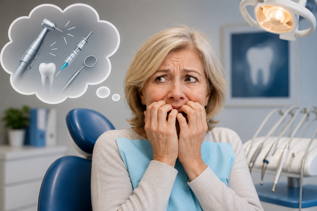 Patiente anxieuse avant une consultation dentaire