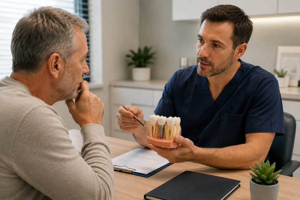 Consultation pour des implants dentaires chez un patient fumeur