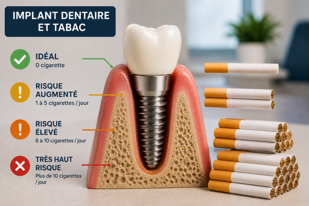 Nombre de cigarettes et risques avec un implant dentaire