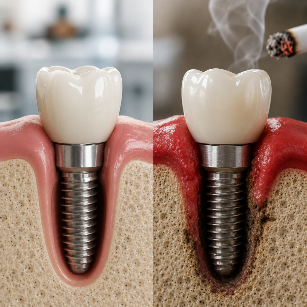 Effets du tabac sur un implant dentaire