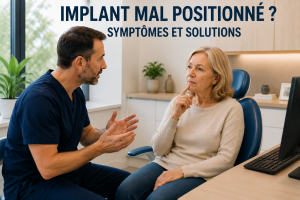 Patient en consultation pour un implant dentaire mal positionné