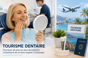 Accueil 10 Patiente senior satisfaite après des soins dentaires illustrant pourquoi de plus en plus de patients choisissent le tourisme dentaire.