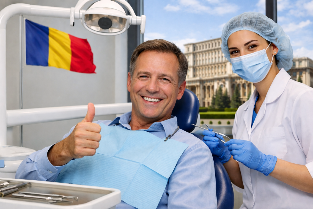 patient français dans une clinique dentaire en Roumanie avec dentiste