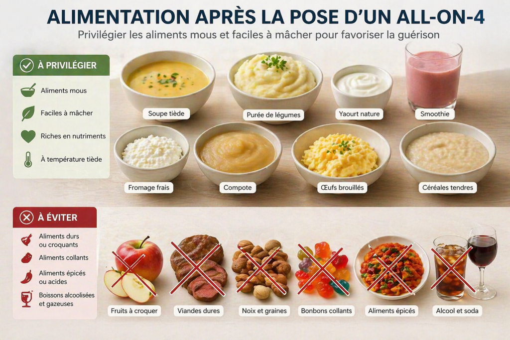 alimentation après all-on-4 aliments recommandés et à éviter implants dentaires