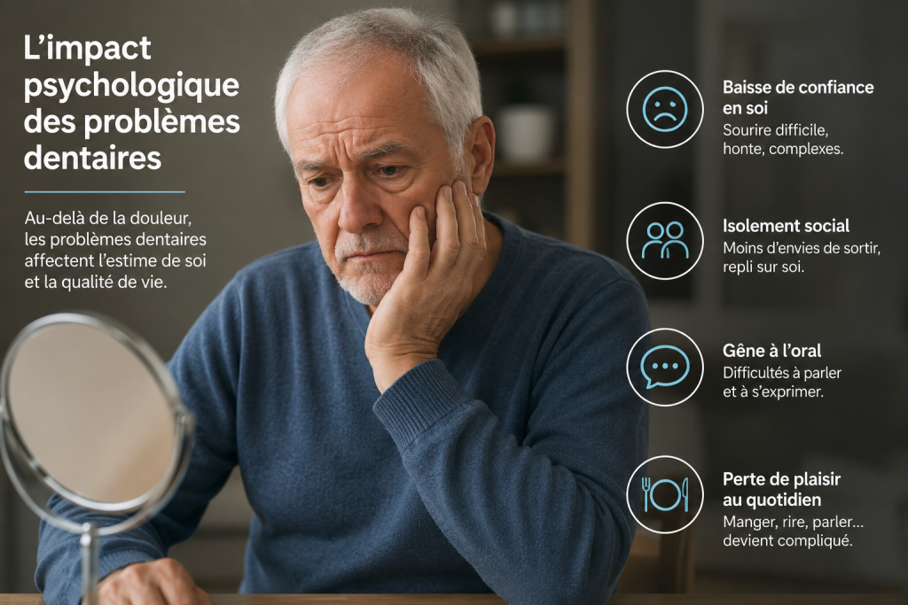 Senior souffrant psychologiquement de problèmes dentaires