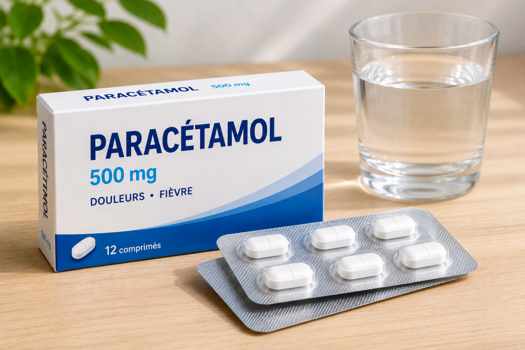 Boîte de paracétamol 500 mg avec plaquettes de comprimés pour soulager une douleur dentaire