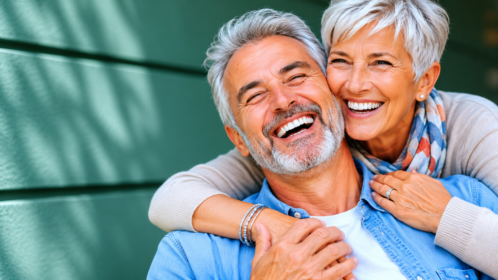 Couple senior souriant après des soins dentaires réalisés à l’étranger