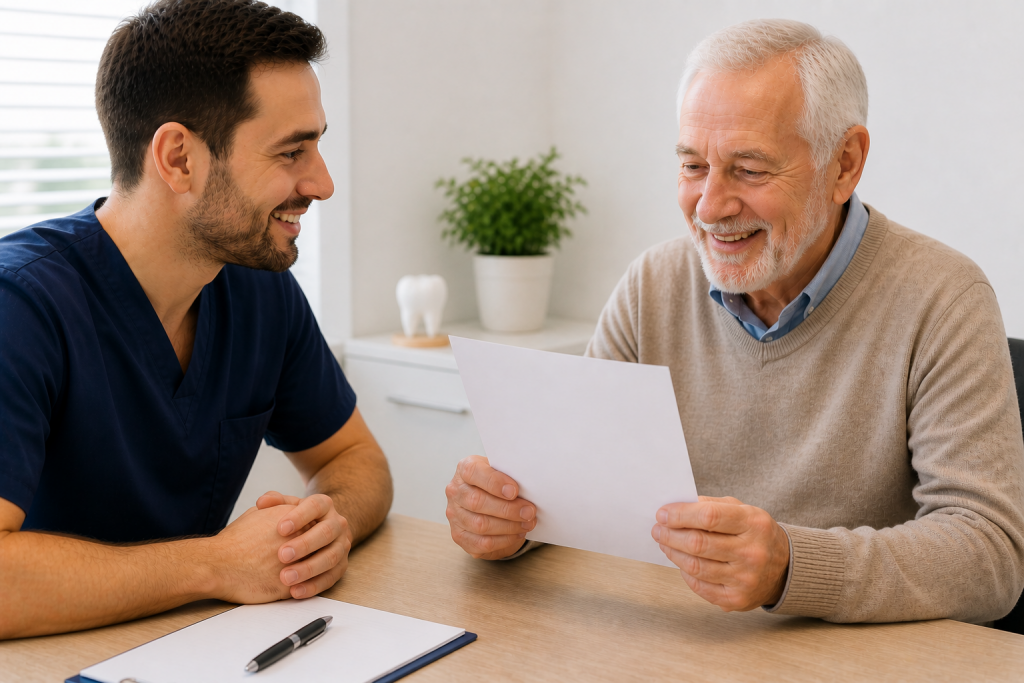 patient senior devis implant dentaire Moldavie consultation dentiste prix
