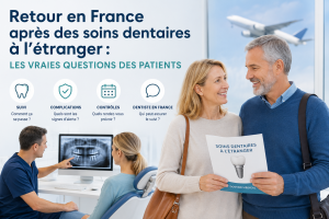 Accueil 10 Couple de seniors après des soins dentaires à l’étranger avec suivi implantaire et retour en France