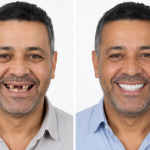 Avant après d'un traitement All-on-6 avec réhabilitation complète du sourire