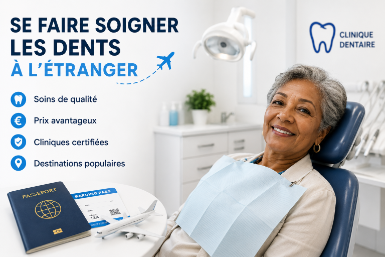 Patiente senior en clinique dentaire à l'étranger