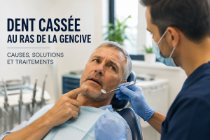 Accueil 10 Patient consultant pour une dent cassée au ras de la gencive